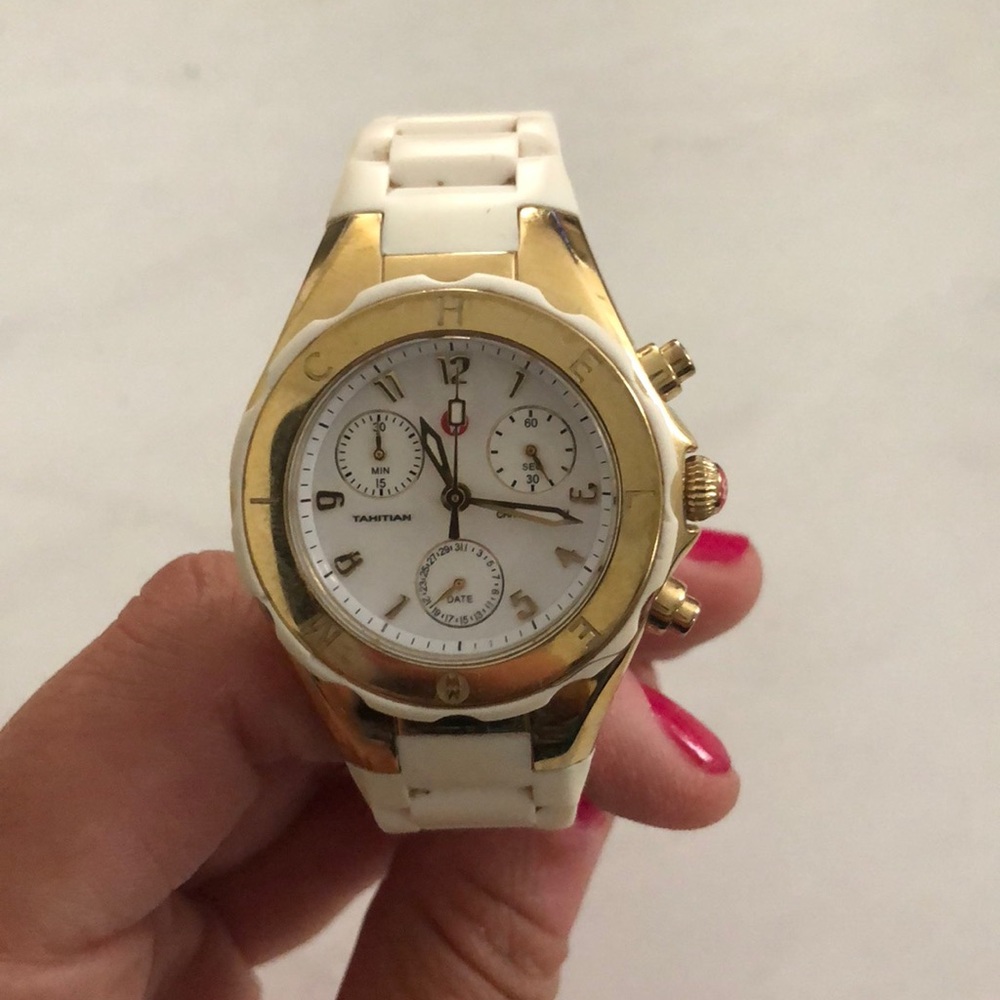 Michelle white rubber watch